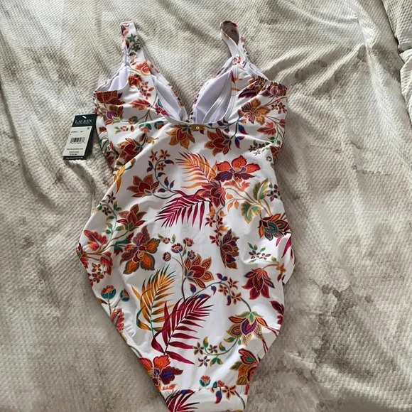 Jacobean Floral Over The Shoulder One-Piece Swim - Picture 9 of 12